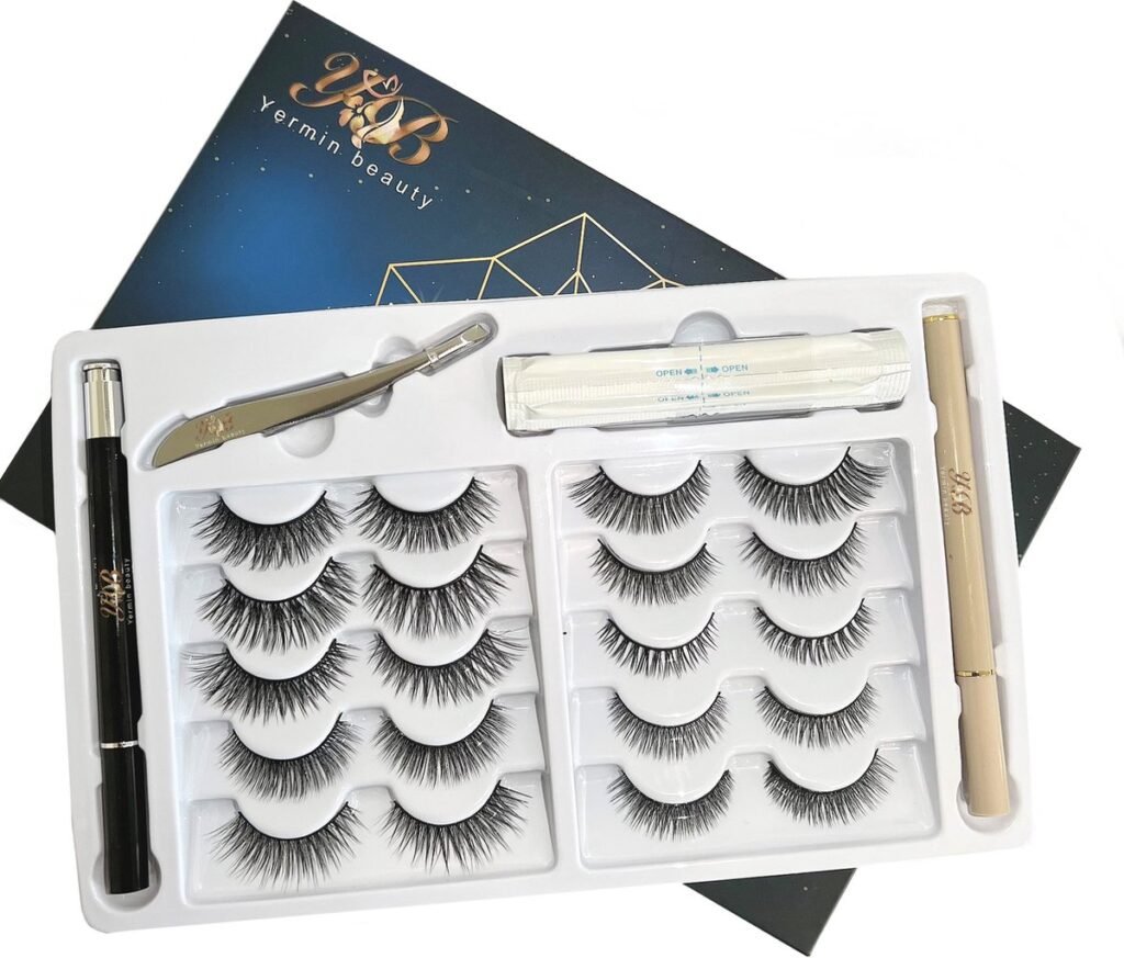 Magnetic False Lashes Set 10 Pairs with 2 Eyeliner Magnetic Lashes Reusable