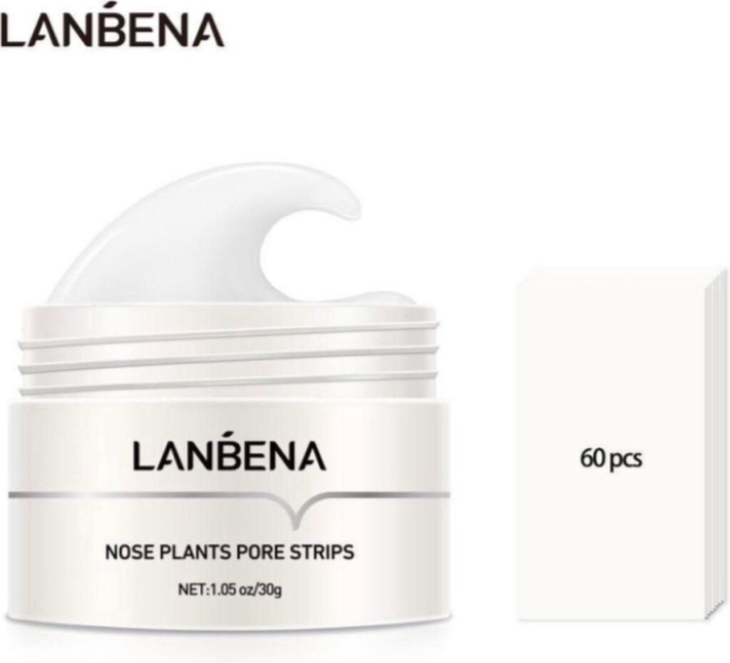 Lanbena New Blackhead Remover Pore Cleanser Nose Strips – with 60 pieces of paper for nose masks – with Aloe Vera, Salicylic acid- for all skin types