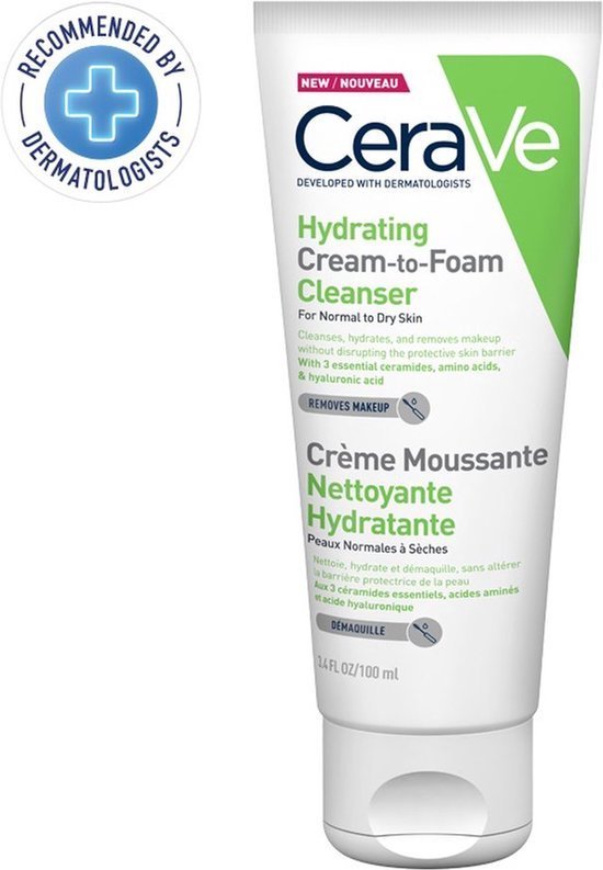 Cerave Hydrating Cream-to-foam Cleanser For Normal To Dry Skin – 100ml