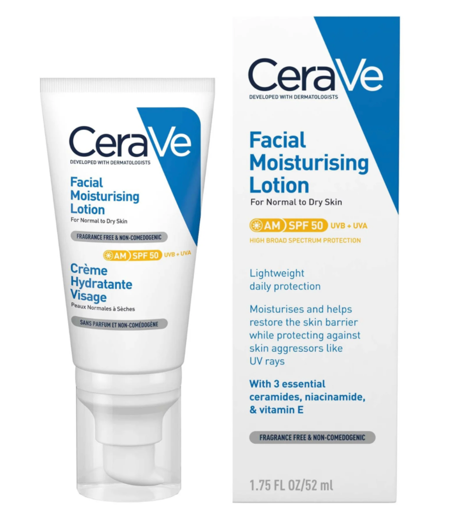 CeraVe AM Facial Moisturising Lotion SPF50 for Normal to Dry Skin 52 ml