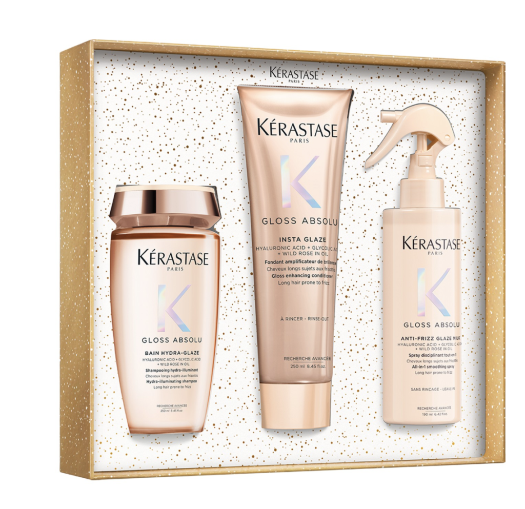 Kerastase Gloss Absolu Set (Bain Hydra Glaze 250 ml Fondant Flash Glaze 250 ml Anti Frizz Glaze Milk 190 ml